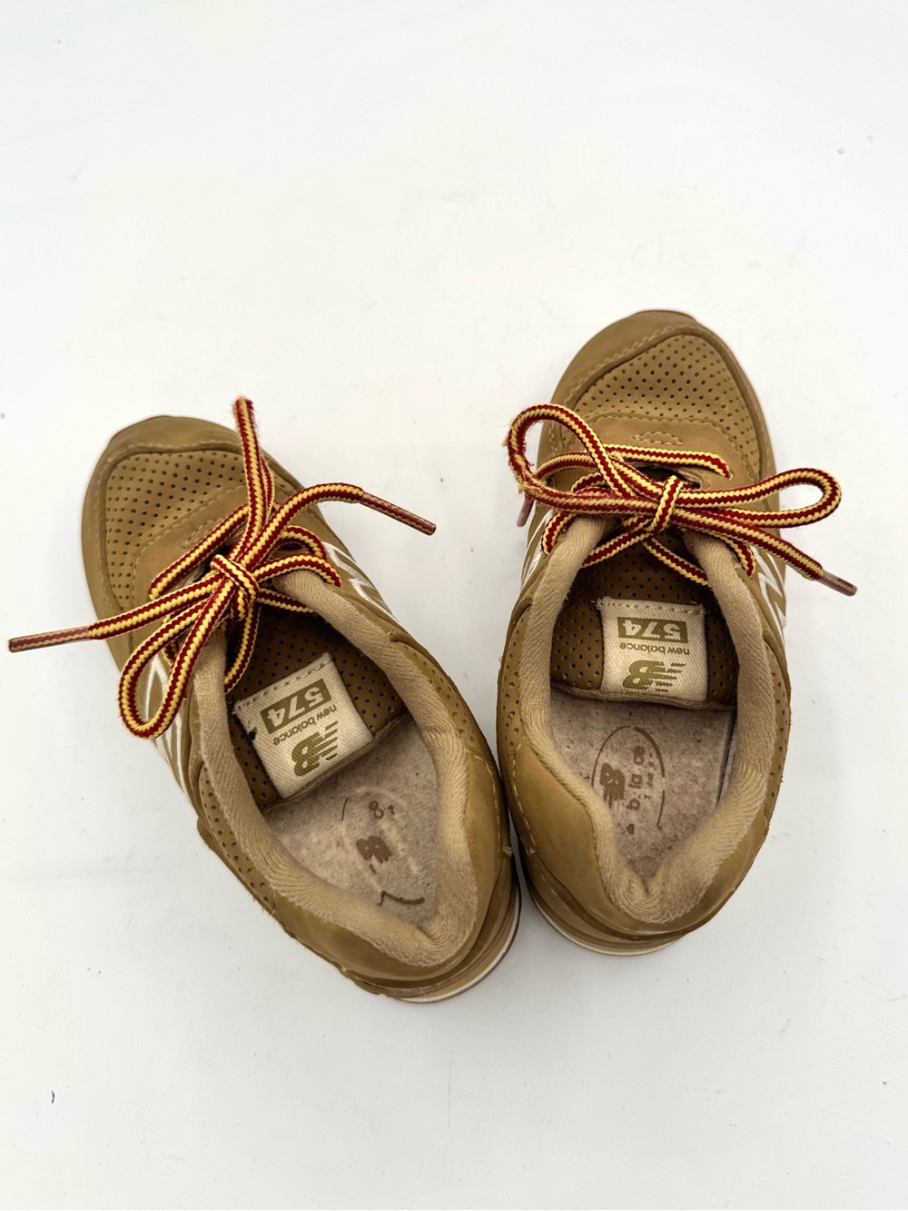 New Balance Kids Tan and Brown Sneakers with Striped Laces - Picture 4 of 7